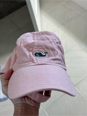 Vineyard Vines Pink Baseball Cap with Navy Whale Logo